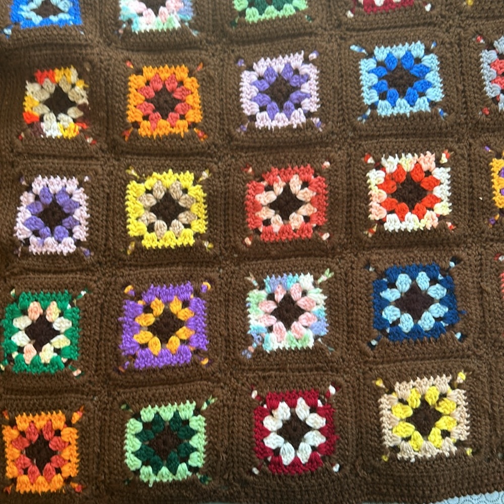 Rosanne Barr television show granny square multi color afghan throw 60x37 inches